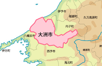 大洲市・内子町の地図 大洲市・内子町の地図
